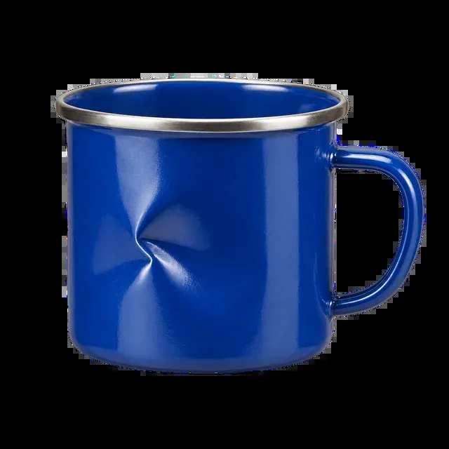 Example input photo from OpenAI's Decisions guide: a blue enamel camping mug with a pronounced dent page alt text: 'A blue camping mug with